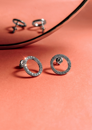 Сережки фіаніт Срібло 925° (родій) 064510