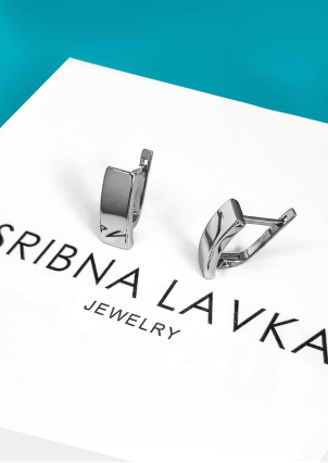 Сережки без вставок Срібло 925° (родій) 82638