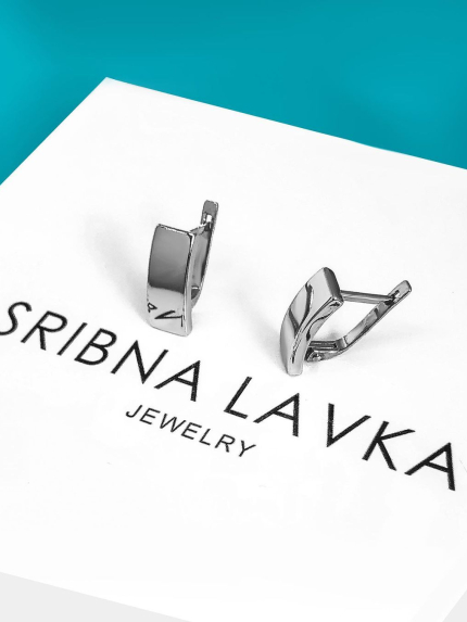 Сережки без вставок Срібло 925° (родій) 82638