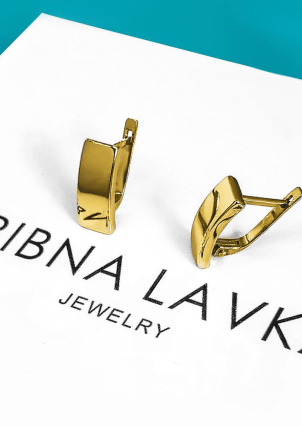 Сережки без вставок Срібло 925° (позолота) 82638п