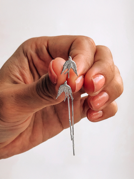 Kolczyki cyjanitowe Srebro 925° (rod) s2f/2024