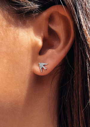 Сережки без вставок Срібло 925° (родій) ск2/3000