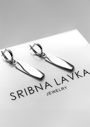 Сережки без вставок Срібло 925° (родій) 82776