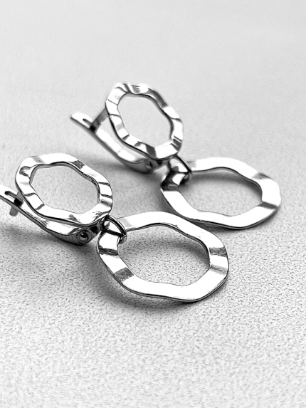 Сережки без вставок Срібло 925° (родій) 82123