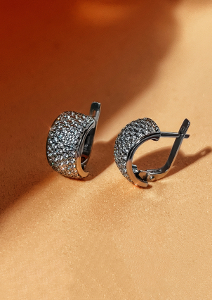 Сережки фіаніт Срібло 925° (родій) 82759