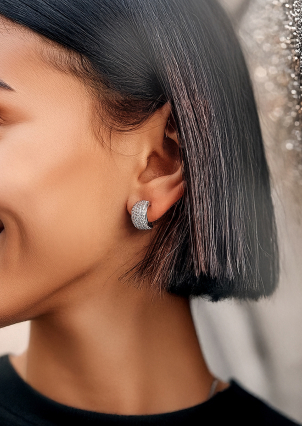 Сережки фіаніт Срібло 925° (родій) 82759