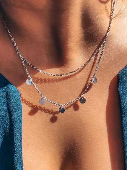 Кольє без вставок Срібло 925° (родій) 86045