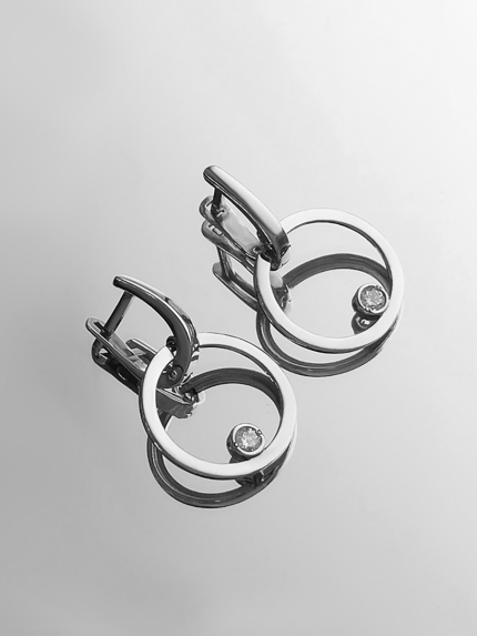 Сережки фіаніт Срібло 925° (родій) 82771