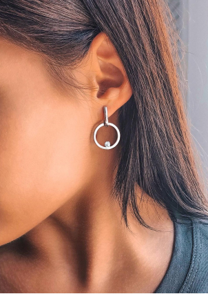 Сережки фіаніт Срібло 925° (родій) 82771