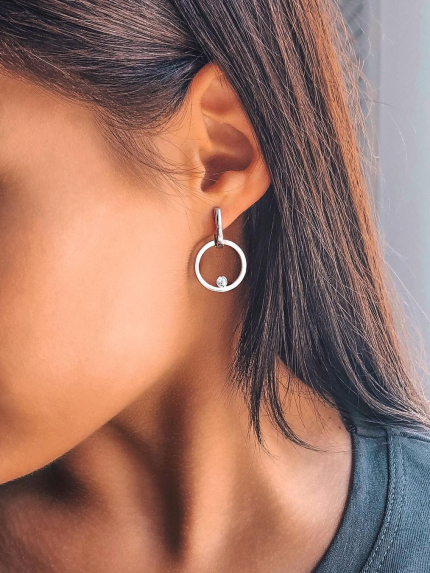 Сережки фіаніт Срібло 925° (родій) 82771