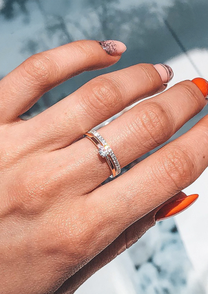 Каблучка фіаніт Срібло 925° золото 375° 027810