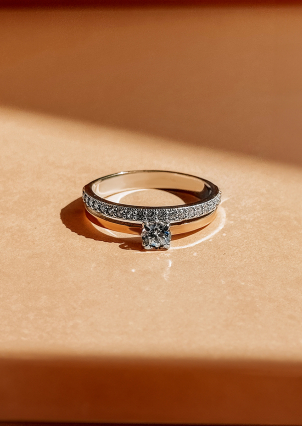 Каблучка фіаніт Срібло 925° золото 375° 027810