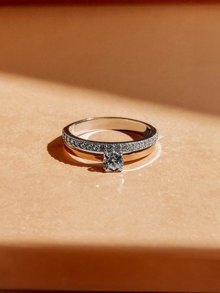 Каблучка фіаніт Срібло 925° золото 375° 027810