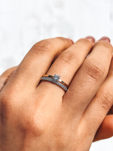 Каблучка фіаніт Срібло 925° золото 375° 027810