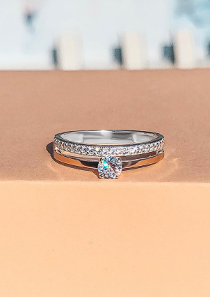 Каблучка фіаніт Срібло 925° золото 375° 027810