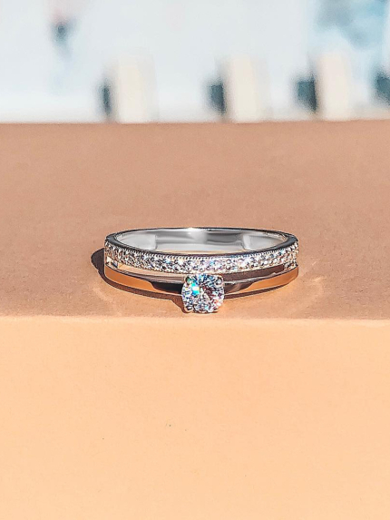 Каблучка фіаніт Срібло 925° золото 375° 027810