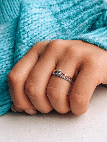 Каблучка фіаніт Срібло 925° золото 375° 027810