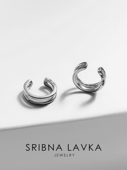 Сережки без вставок Срібло 925° (родій) 82790