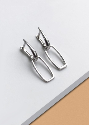 Сережки без вставок Срібло 925° (родій) 82775