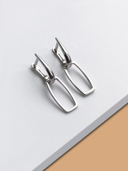 Сережки без вставок Срібло 925° (родій) 82775