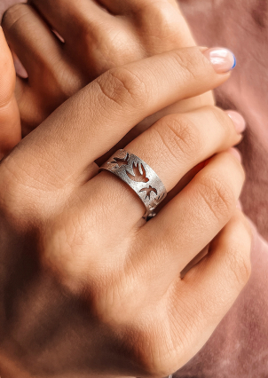 Pierścionek bez wkładów Srebro 925° (rod) k2/2021