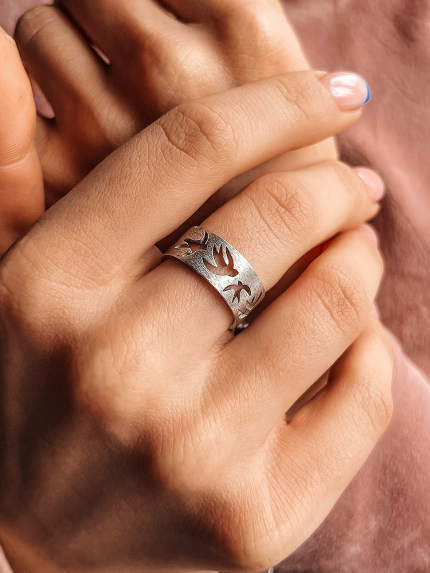 Pierścionek bez wkładów Srebro 925° (rod) k2/2021