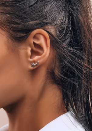 Сережки без вставок Срібло 925° (родій) с2/1095