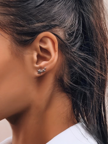 Сережки без вставок Срібло 925° (родій) с2/1095