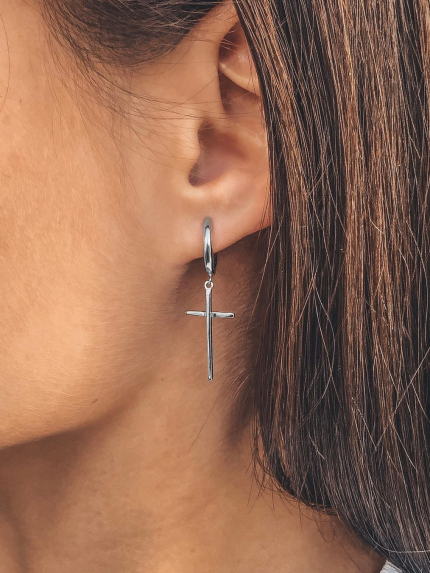 Сережки без вставок Срібло 925° (родій) с2/1223