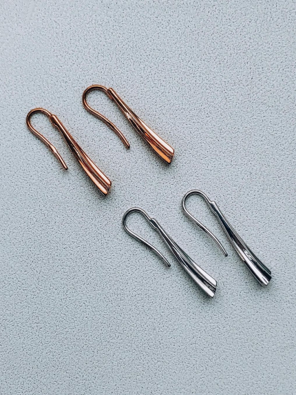 Сережки без вставок Срібло 925° (родій) 82805