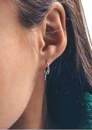 Сережки без вставок Срібло 925° (родій) 82664