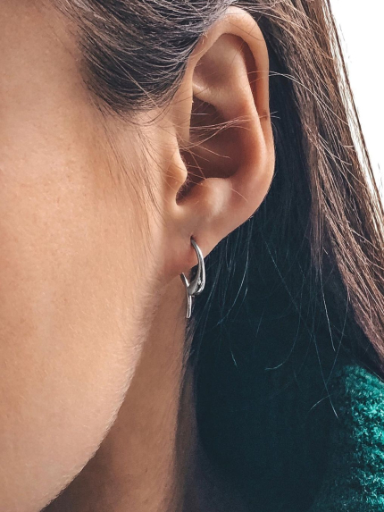 Сережки без вставок Срібло 925° (родій) 82664