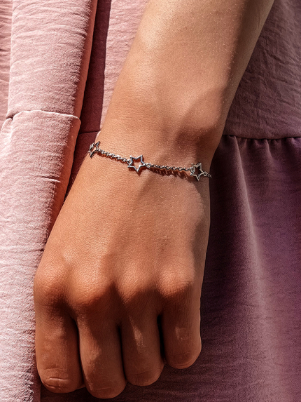 Браслет без вставок Срібло 925° (родій) 75165