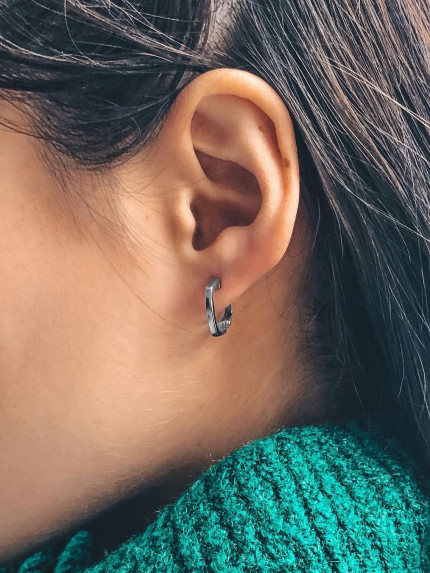 Сережки без вставок Срібло 925° (родій) 82730