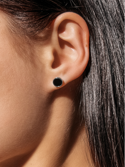 Onyx earrings Silver 925° (rhodium) 077210