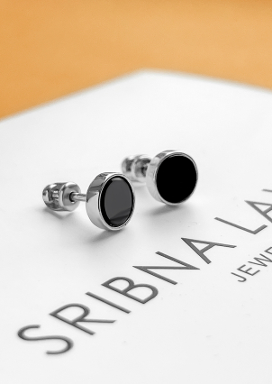 Сережки онікс Срібло 925° (родій) 077210