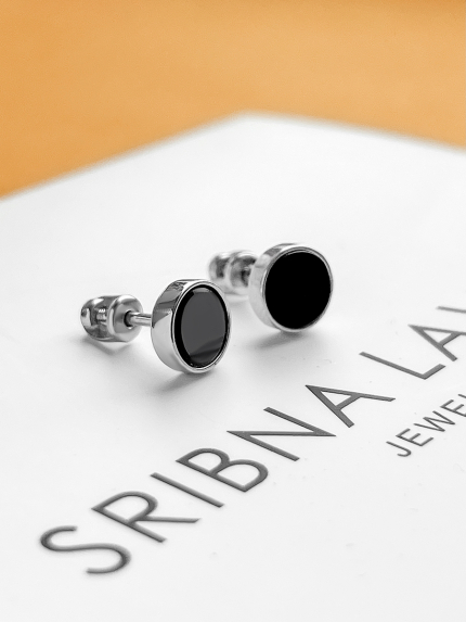 Onyx earrings Silver 925° (rhodium) 077210