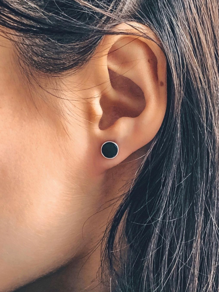 Onyx earrings Silver 925° (rhodium) 077210