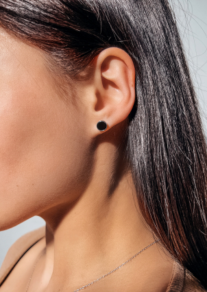 Сережки онікс Срібло 925° (родій) 077210