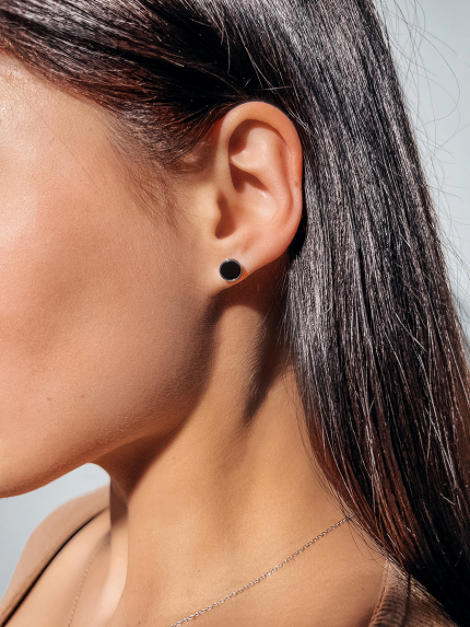 Onyx earrings Silver 925° (rhodium) 077210