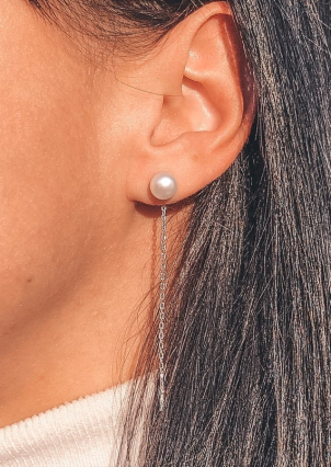 Сережки перлина Срібло 925° (родій) 050230