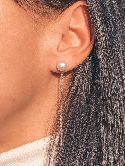 Сережки перлина Срібло 925° (родій) 050230