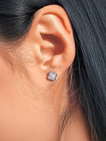 Kolczyki z perełkami Srebro 925° (rod) s2p/1469