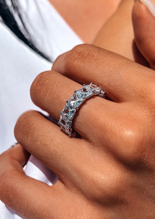 Каблучка Фіаніт (5А) Срібло 925° (родій) sr48w