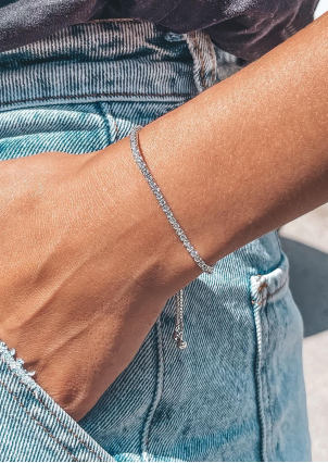 Браслет Фіаніт (5А) Срібло 925° (родій) sb43