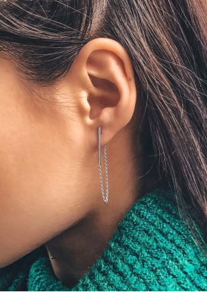 Сережки без вставок Срібло 925° (родій) 82817