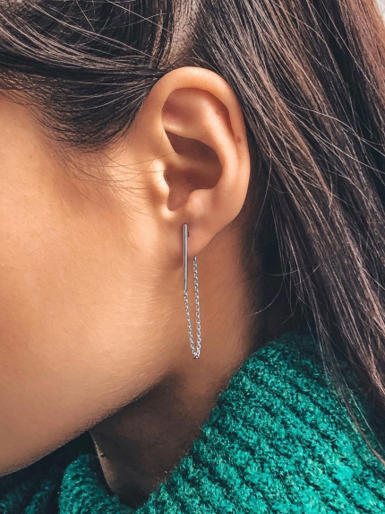 Сережки без вставок Срібло 925° (родій) 82817