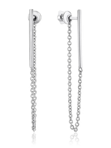 Сережки без вставок Срібло 925° (родій) 82817