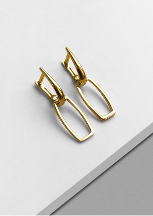 Сережки без вставок Срібло 925° (позолота) 82775п