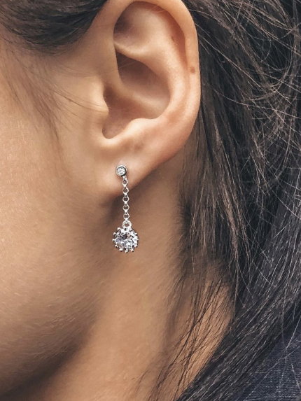 Сережки фіаніт Срібло 925° (родій) SE266
